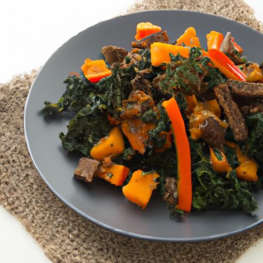 Hearty Sweet Potato Hash with Black Beans and Kale Delight