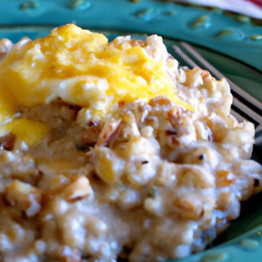 Hearty Savory Oatmeal with Cheese and Fluffy Eggs