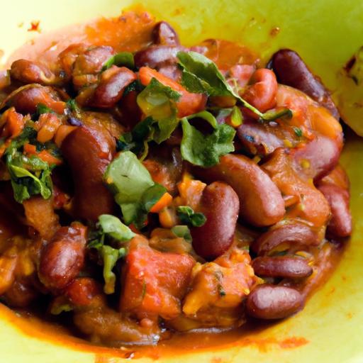 Hearty Vegan Chili with Kidney Beans and Ripe Tomatoes