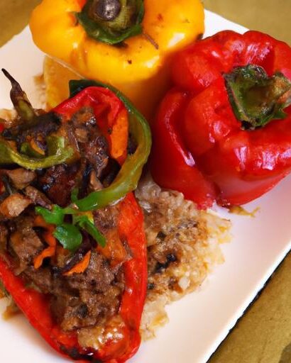 Hearty Stuffed Bell Peppers with Savory Beef and Rice Delight