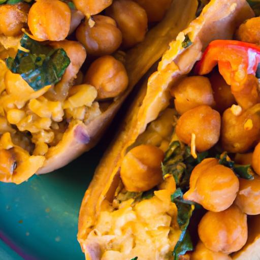 Hearty Stuffed Sweet Potatoes with Chickpeas & Spinach Delight