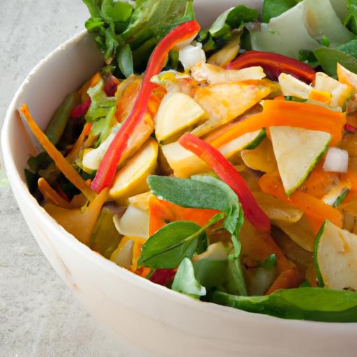 Vibrant Rainbow veggie Bowl with Zesty Ginger Dressing