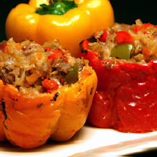 Hearty Stuffed Bell Peppers with Savory Beef and Rice Delight