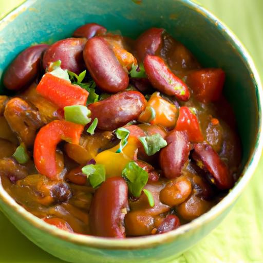Hearty Vegan Chili with Kidney Beans and Ripe Tomatoes