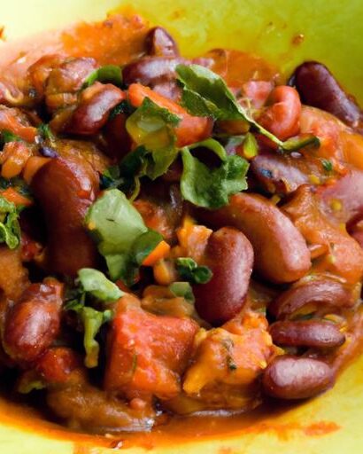 Hearty Vegan Chili with Kidney Beans and Ripe Tomatoes