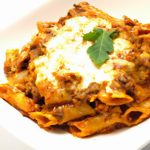 Simple Baked Ziti with Ground Beef & Creamy Ricotta Twist