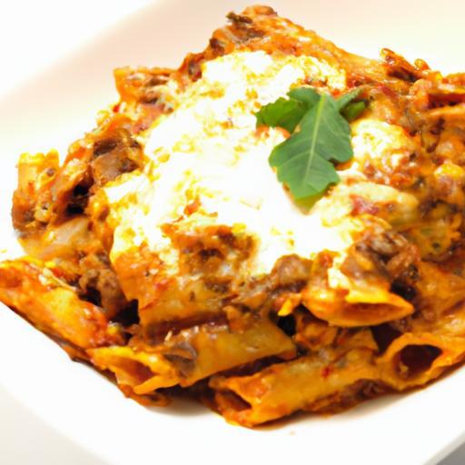 Simple Baked Ziti with Ground Beef & Creamy Ricotta Twist